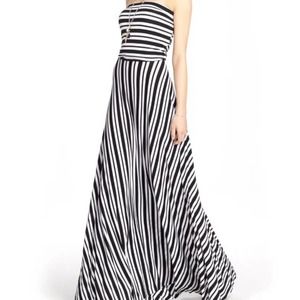 Felicity & Coco Black and White Strapless Gown